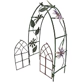 Pacific Giftware Enchanted Mini Fairy Garden Accessories Decorative Metal Garden Arbor Gate Arch Shape with Floral Design 6.5 inch Tall