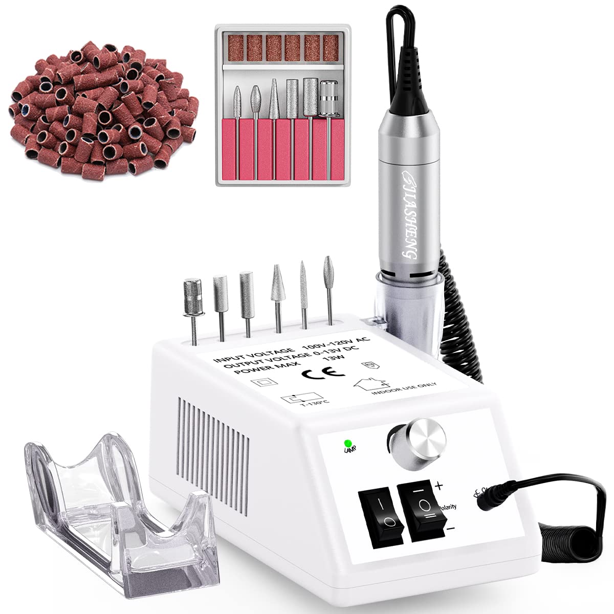 Jiasheng Professional Nail Drill, 20000rpm Electric Nail Drill Machine, Electronic Nail File Drills for Acrylic Nails Gel Nails Manicure Pedicure Tools for Salon Use, White Image