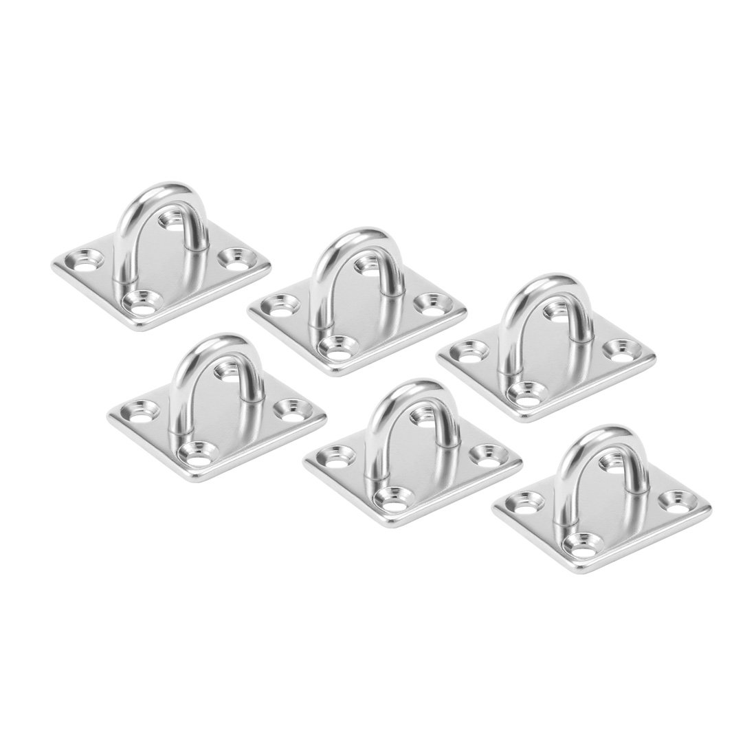 Sourcingmap 316 Stainless Steel 5mm Thick Ring Square Sail Shade Pad Eye Plate Boat Rigging 6pcs