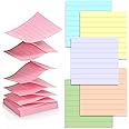 Pop Up Sticky Notes Lined 3x3 inch , Easy to Post Sticky Notes with Lines, 600 Sheet, Pink Purple Blue Yellow Green Orange Color, Office Accessories