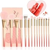 DUcare Valentine's Day Gift Makeup Brushes 14Pcs Love Makeup Brush Set Premium Synthetic Kabuki Foundation Blending Face Powder Blush Concealers Eye Shadows Brushes
