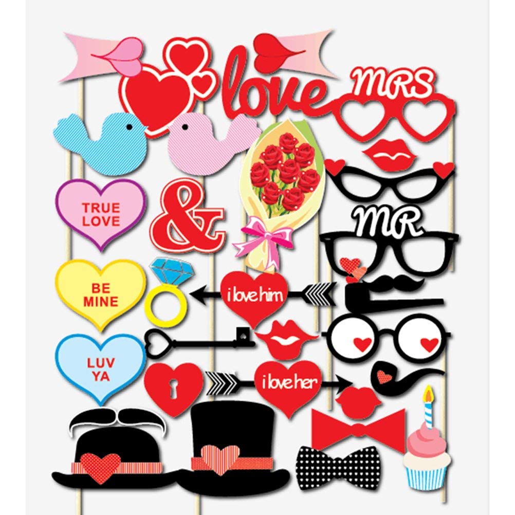 Amazoncom BinaryABC Valentines Day Photo Booth PropsValentines