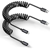 WOCORUO Carplay iPhone Charger Cord [MFi Certified] 2 Pack Coiled USB to Lightning Cable for Car Charger, iPhone Lightning Ca