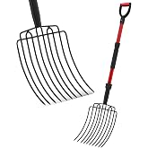 COSITA Pitch Fork for Garden, Wide Pitchfork with 10 Metal Tines, Heavy Duty Garden Fork with Fiberglass Handle 44-Inches, Chicken Coop Pitchforks for Manure, Mulching, Composting, Red