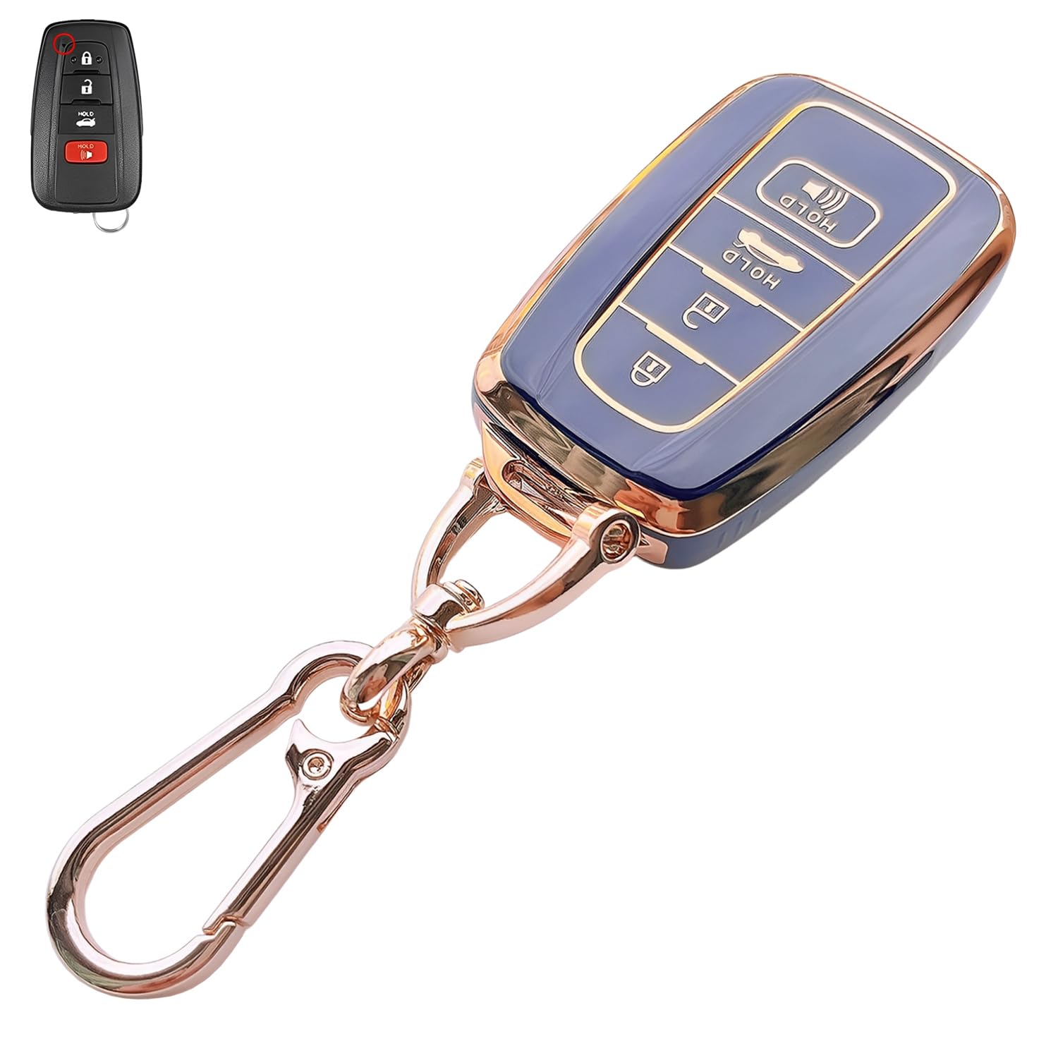 Photo 1 of WKIOERAD Compatible with Toyota Key Fob Cover with Keychain - Black Soft TPU Key fob Case for Highlander Corolla Prius RAV4 Camry Avalon C-HR GT86 4 Buttons Smart Remote key (For Toyota A)