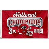Georgia Bulldogs 2021 Three-Time College Football Champions Banner Flag