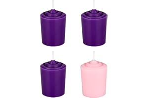 Mega Candles 4 pcs Unscented Christmas Advent Candles Set, Hand Poured Premium Wax Votive Candle 15 Hours 1.5 Inch x 2.25 Inch, Holidays, Occasions, Devotional, Church, Wreath, Party, Gifts