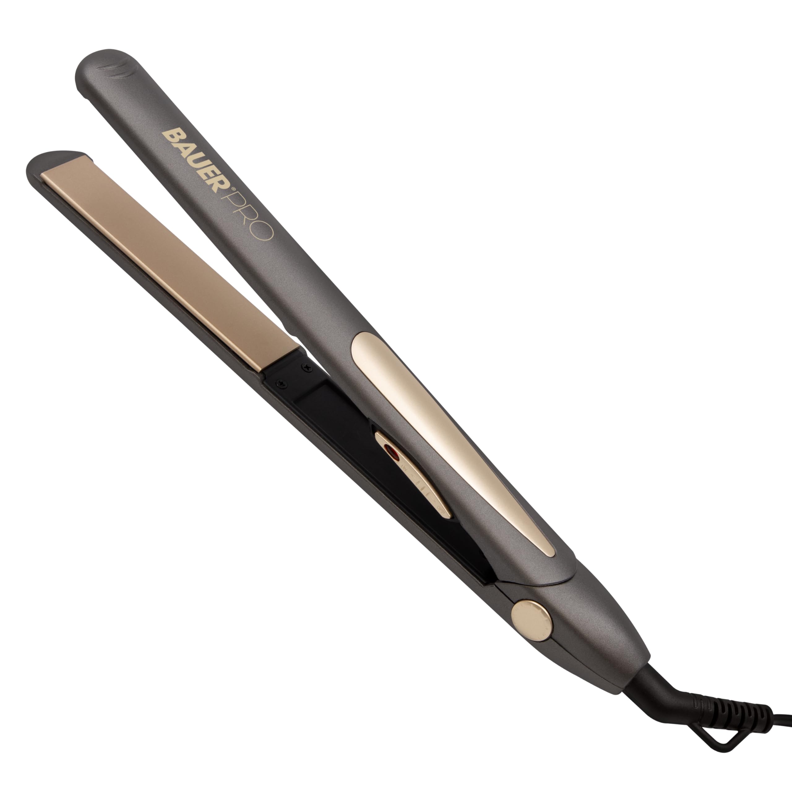 Bauer Professional 39829 TourmaPro Hair Straighteners/Fast Heating to 230° / Smooth and Shine Negative Ion Tourmaline Coating / 360° Swivel Cord/Grey & Gold