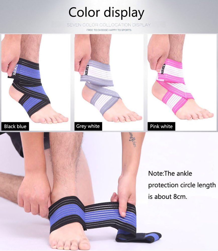 Rungear (1 Pair Elasticity Ankle Compression Bandage Wrap Support Brace Breathable Foot Strap for Men Women Running Basketball Football Volleyball Gym Fitness (Beige) : Sports & Outdoors