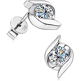 PROSTORY Moissanite Stud Earrings, D Color VVS1 Clarity Brilliant 925 Sterling Silver Stud Earring for Women or Men Birthday Jewelry Gifts