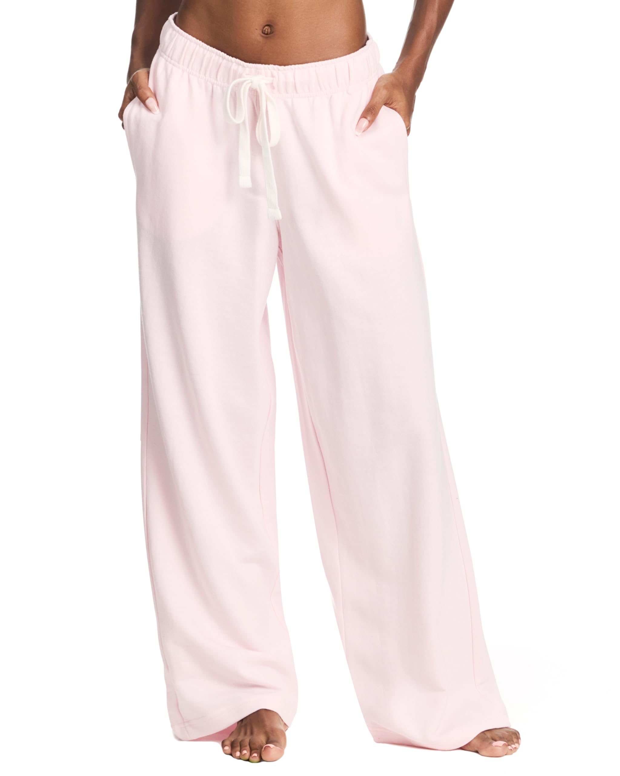Photo 1 of U.S. Polo Assn. Womens Sweatpants with Pockets, French Terry Womens Wide Leg Sweats (Rose Shadow, X-Small)