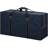 iFARADAY 130L Extra Large Travel Duffle Bag - Heavy Duty Water Resistant Luggage for Camping, Sports & Moving - 35 inch Foldable Gear Bag (Navy Blue)