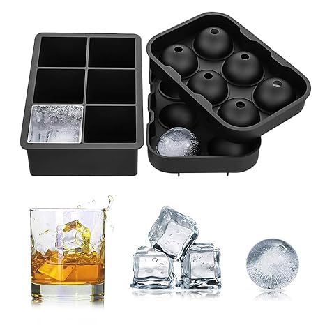 solawill Eiswürfelform Silikon Eiswuerfel Form 45 mm Eiskugelform 50mm 6-Fach Eiswürfelbehälter Kühl Aufbewahren Würfel Eiswü