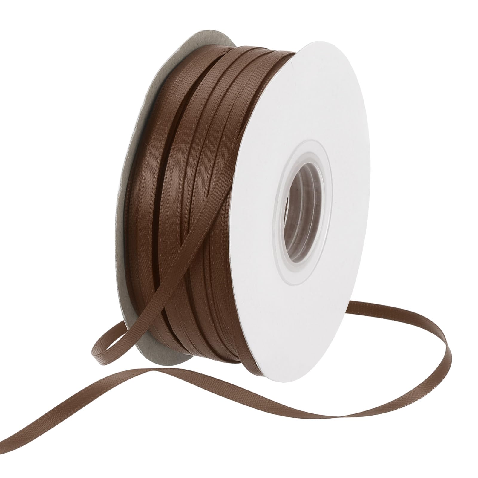 Rebower 3mm Satin Ribbon 91m Thick Double Face Grosgrain Silk Ribbon, [for Gift Wrapping, Hair Bows, Wedding, Cake, Flower] - 100 Yard/300ft/Light Brown