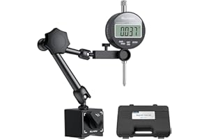 ALLmeter Dial Indicator Magnetic Base Set,132lbs (60kg) Hold Force,0-1" Precision Digital Gauge for Machining,Lathe Alignment