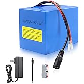 KBT 24V 8Ah Rechargeable Lithium Battery with Charger, Charging Cable, Cable Connector