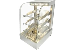 KOUWO Countertop 15" Food Warmer Display Case 3 Shelf Hot Warming Showcase with Sliding Door and Water Tray,Commercial (15"(Silver))