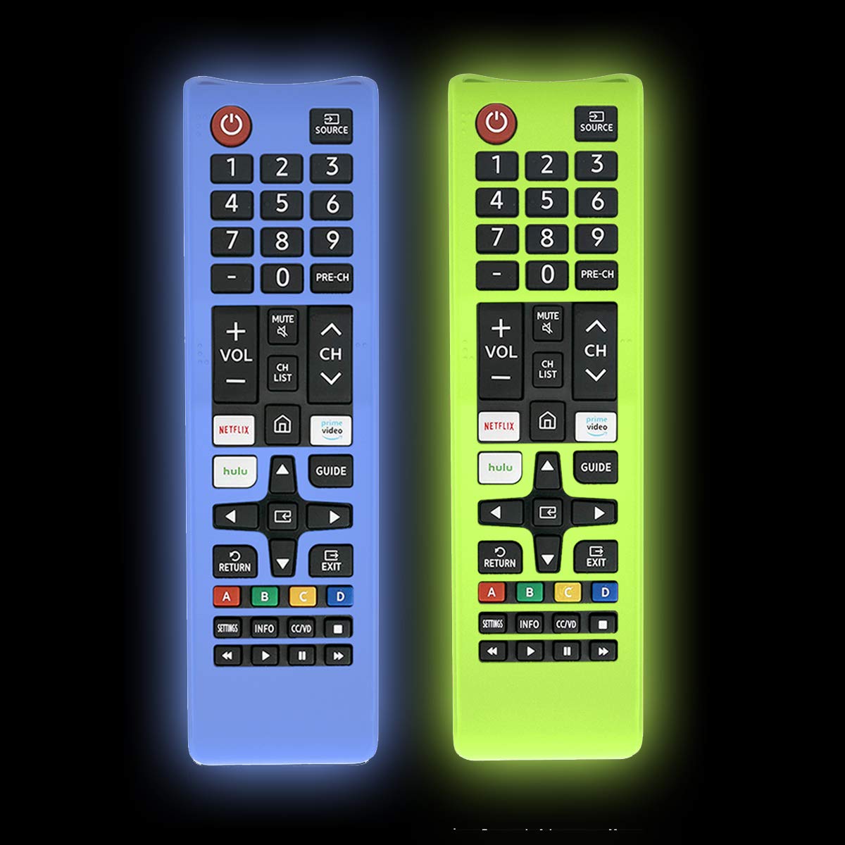 Photo 1 of 2 Pcs Silicone Cover for Samsung Remote, Alquar Protective Shockproof Case Compatible with Samsung Smart TV Remote BN59-01301A Bn59-01315A Bn59-01199F -with Lanyard (Glowing Blue &Green)