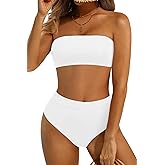 Tempt Me Women Bandeau Bikini Set Strapless Two Piece Sexy Swimsuit High Waisted High Cut Bathing Suits Cheeky Swimwear