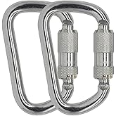 Auto Locking Carabiner 45KN=10000lbs Heavy Duty Large Clip Climbing Carabiner Twist Lock Carabiners for Rock Climbing, Camping, Gym,Rescue (CE Rated,D Shape)
