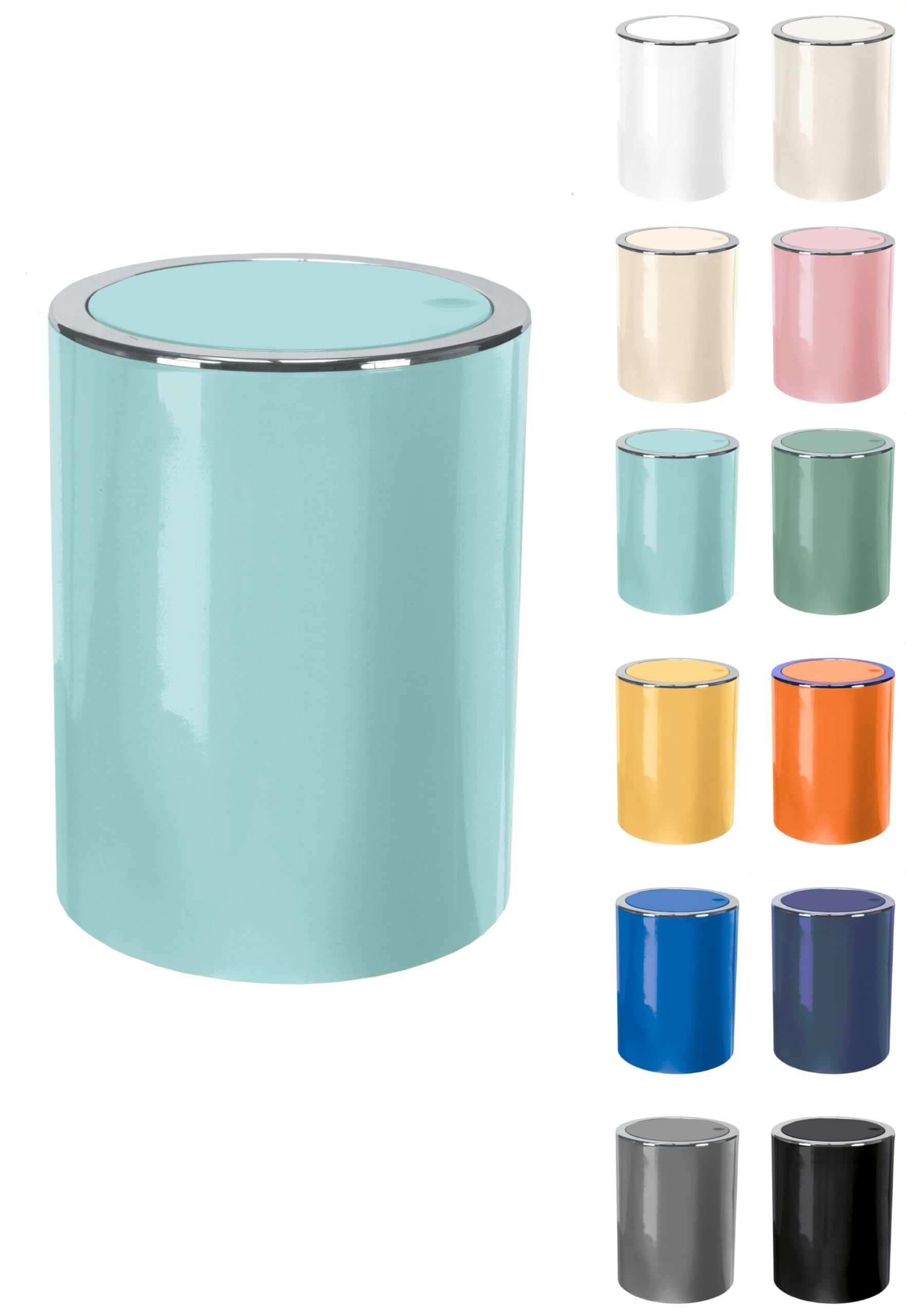 KW "Clappe" 5Ltr Plastic Swing Bathroom /Kitchen /Small Waste /Office Bin (Sea Green)