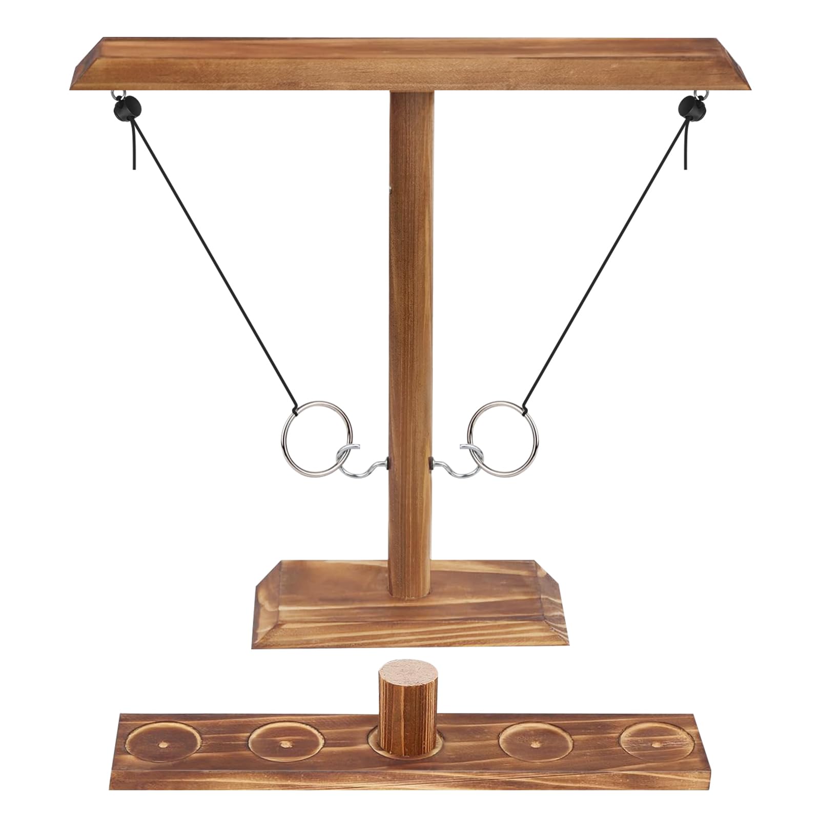 Ring Toss Game Hook and Ring for Kids Adults, Wooden Handmade Drinking Games with Shot Ladder, Outdoor Indoor Loop Throwing Hooks Party Decoration for Yard Games, pub, Family (2 players)