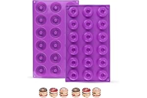 Tongker Set of 2 Mini Doughnut Molds, 18 Cavity Donut Pans, Non-Stick Silicone Donut Molds Cake Biscuit Bagels Molds, Baking 