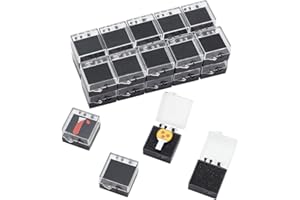 HOBBIESAY 24Pcs Black Plastic Lapel Pin Storage Boxes 1.1 Inch Clear Plastic Gift Box For Pin Small Jewelry Brooch Storage Holder with Foam for Lapel Pins Gemstone Storages Display