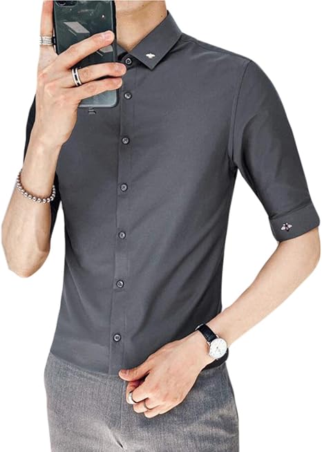 Amazon Alppv メンズ シャツ ビジネス ワイシャツ シャツ 無地 シンプル 半袖シャツ ボタンダウン シャツ トップス ファッション ストリート ワイシャツ カジュアル 通勤 通学 シャツ 通販