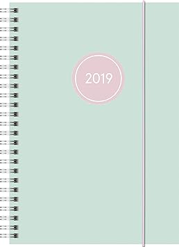 Brunnen 107918001 Buchkalender Modell 791 Opus, 2 Seiten = 1 Woche, 148 x 210 mm, PP-Einband blau, Kalendarium 2019