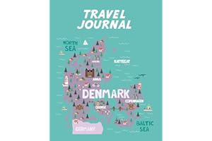 Travel Journal: Map Of Denmark. Kid's Travel Journal. Simple, Fun Holiday Activity Diary And Scrapbook To Write, Draw And Stick-In. (Danish Map, Vacation Notebook, Adventure Log)