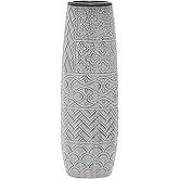 Deco 79 Ceramic Decorative Vase Centerpiece Vase with Varying Patterns, Flower Vase for Home Decoration 5" x 5" x 16", Gray