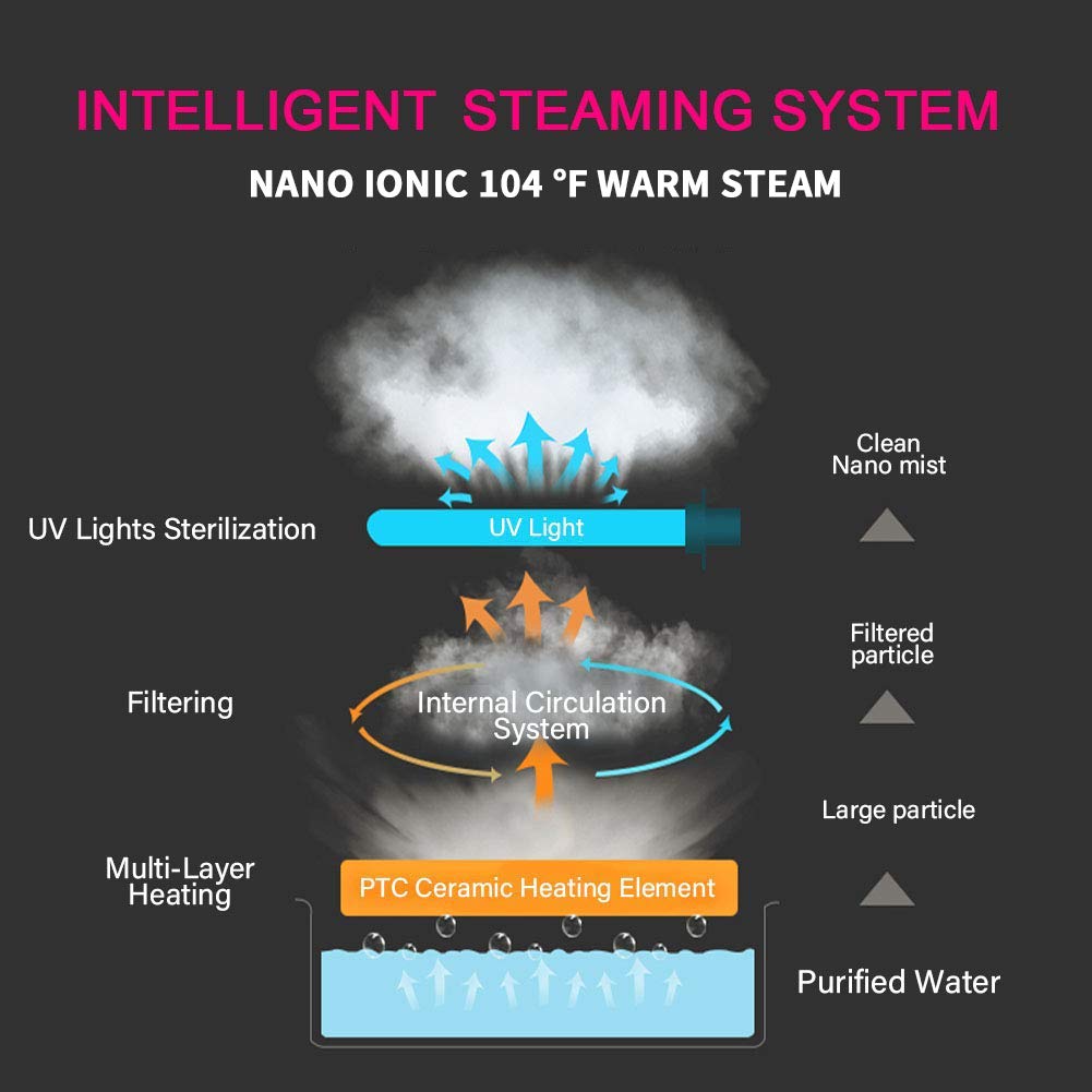 RICANK Nanosteamer Nano Ionic Warm Mist Facial Steamer Hot Mist Moisturizing Cleansing Pores Face Steamer Unclogs Pores Clear Blackheads Acne Comedone Removal Home Sauna Spa Nano Spray Rose Gold: Beauty