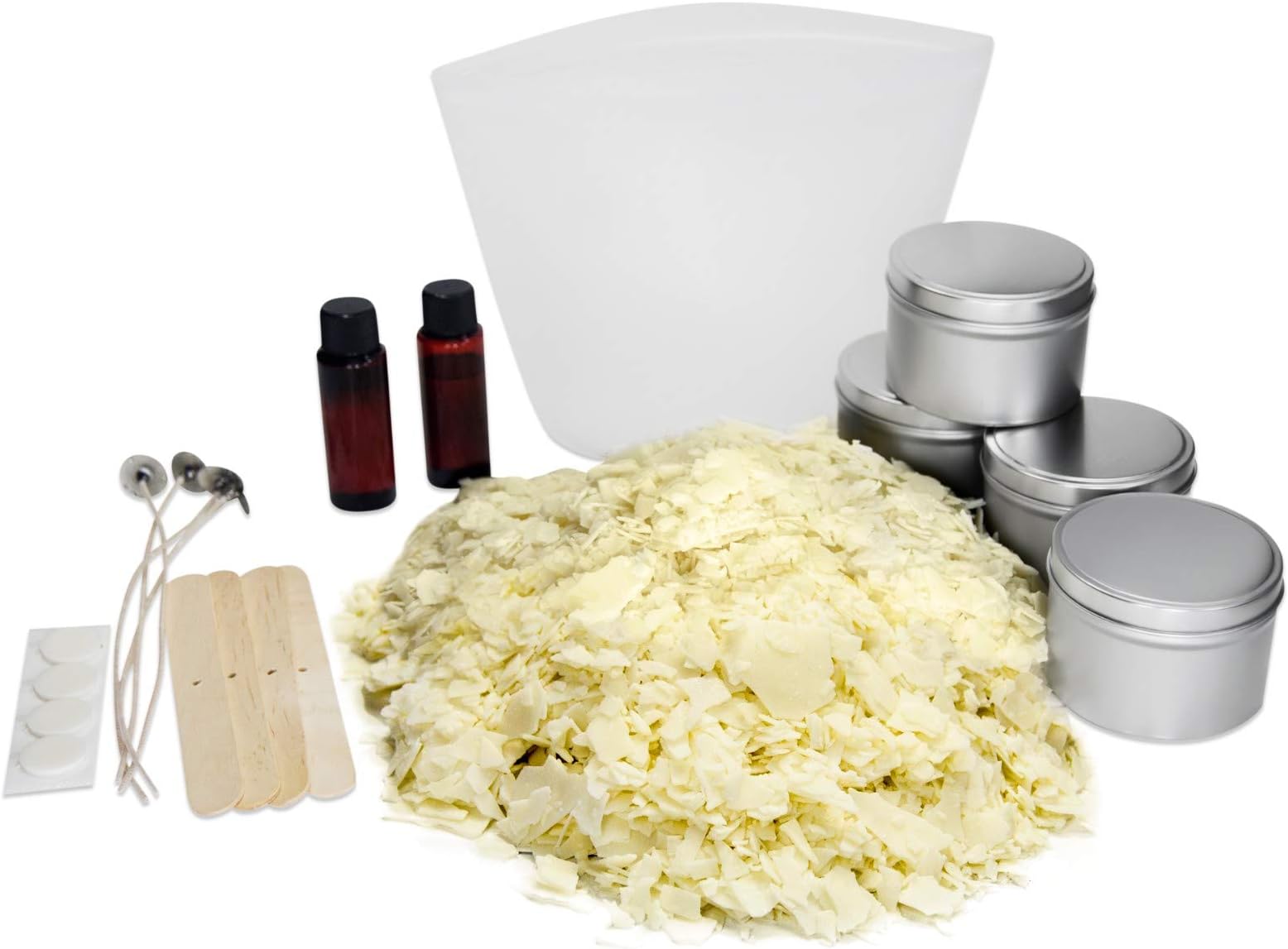 Soy Candle Making Kit – Complete DIY Candle Kit – Make Your Own Candles Project – Beginner’s Set with 2 lb Wax, Scents, Wicks, Melting Pitcher, Bag and Tins – Homemade Soy Candle Kit