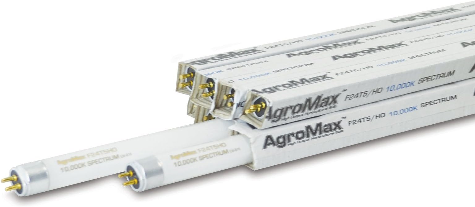 AgroMax 8-Pack 2 Foot (22.625") 10,000K Finisher T5 Fluorescent Grow Light Bulbs - (8) F24T5HO Bulbs