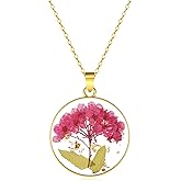 Real Flower Necklace Handmade Pressed Flower Necklace Gold Pressed Flower Necklace