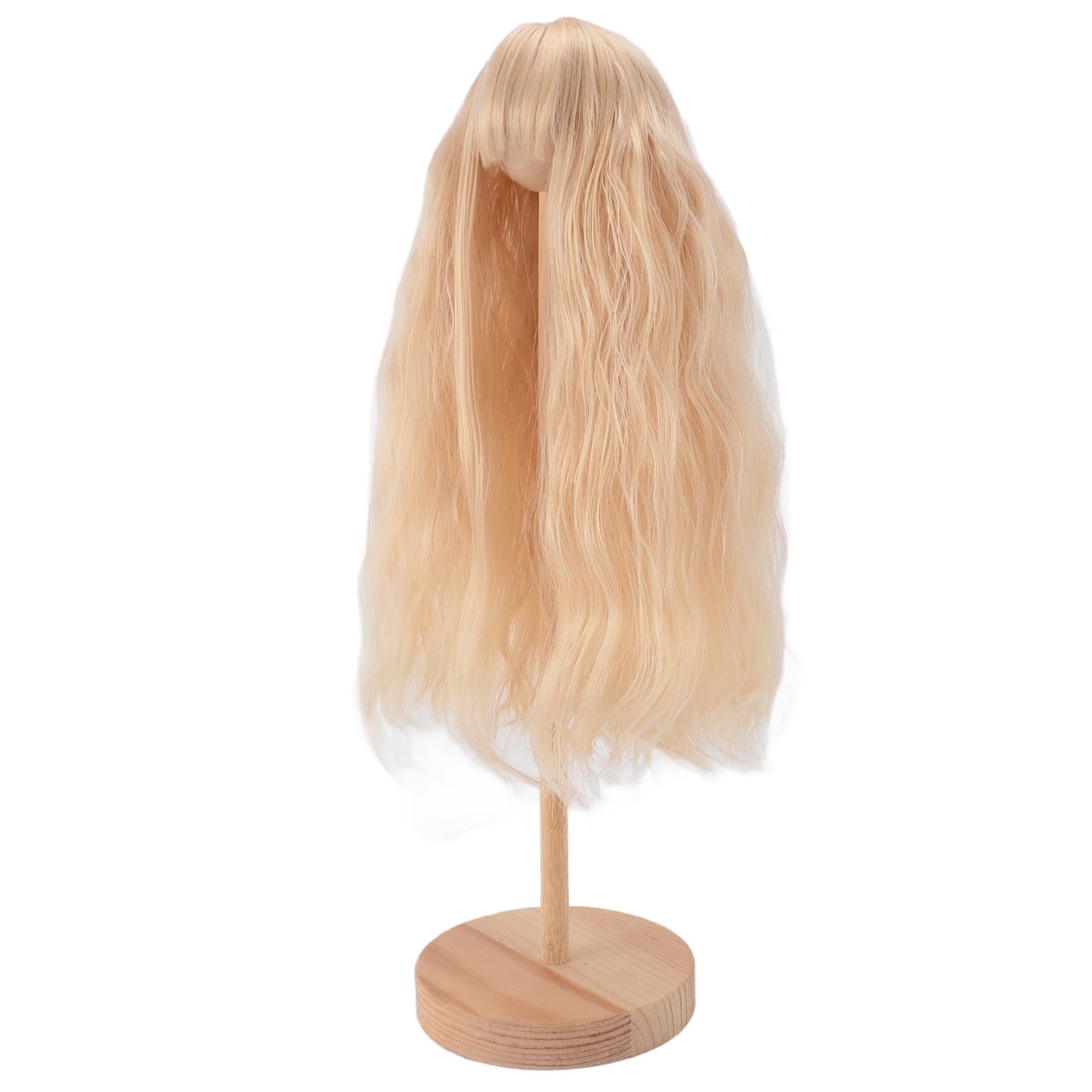 Peach Long Wavy Doll Wig with Bangs, High Temperature Fiber, 18.5-21cm Head Circumference, Lightweight, for 1/4 Ball Jointed Dolls