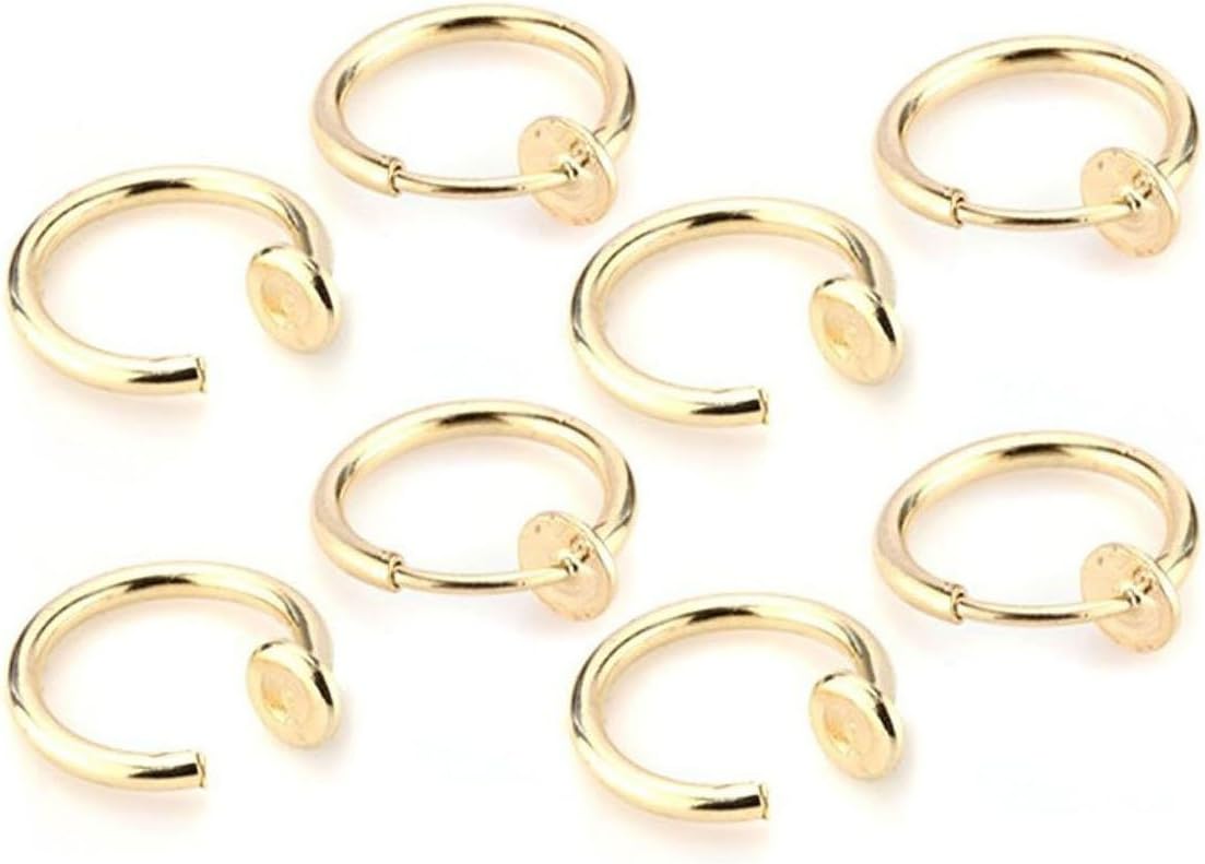 CrazyPiercing 8 pcs of Surgical Steel Clip on Non-Pierced Hoops Fake Nose Lip Ear Rings Piercing