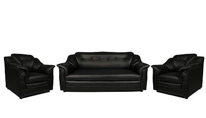 Sekar Lifestyle 3 1 1 Seater Black Polyurethane Sofa Set For