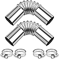 BEANPRECOY 2 Pcs Diesel Heater Exhaust Pipe, 24mm Stainless Steel Exhaust Pipe Elbow Connector with 4 Clamps, Duct Connector