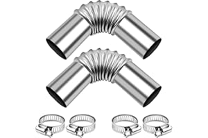 BEANPRECOY 2 Pcs Diesel Heater Exhaust Pipe, 24mm Stainless Steel Exhaust Pipe Elbow Connector with 4 Clamps, Duct Connector 