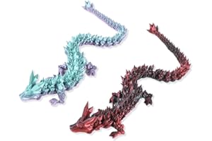 Jefuzh 2 Pcs 15.7in Large Size 3D Printed Dragon,3D Crystal Dragon Fidget Toy for Autism ADHD,3D Executive Desk Toys