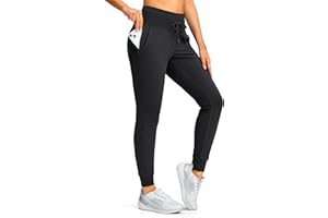 SANTINY Women's Fleece Lined Joggers with Pockets Slim Fit Ski Pants Winter Warm Leggings Hiking Running Gear