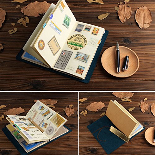 Navy blue Leather Journal Writing Notebook YUWU Refillable Leather