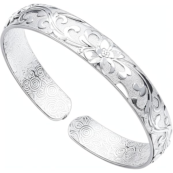 Amazon.com: Abiotp 925 Sterling Silver Cuff Bangle Bracelets