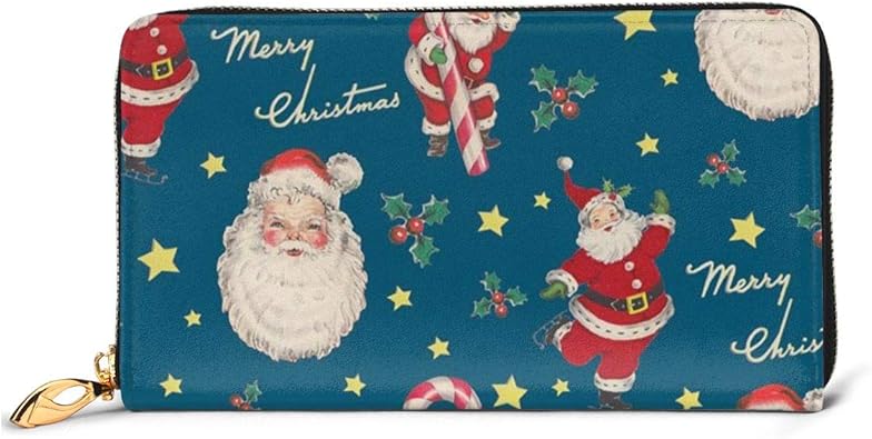 Amazon クリスマスプレゼントクリスマスサンタクロース 財布 本物の牛革 長財布 メンズ財布 レディース財布 おしゃれ ジッパー コインケース 大容量 小銭入れ ファッション小物 Na 財布