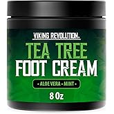 Viking Revolution Tea Tree Foot Cream for Dry Cracked Heels - 8 oz | Formulated with Aloe Vera &amp; Mint - Repairs Dry, Cracked Heels - Deeply Moisturizing Formula - Tea Tree Oil Scent