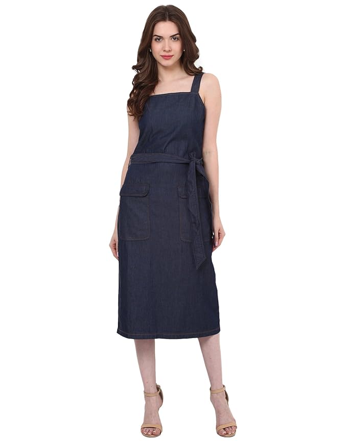 Buy Blue Denim Midi Dress Large at Amazon.in