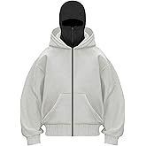 congluoki Men's Winter Double Hoodie Sweatshirt with Zip and Pocket Windproof Warm Sports Jacket Men Casual Hooded Coat