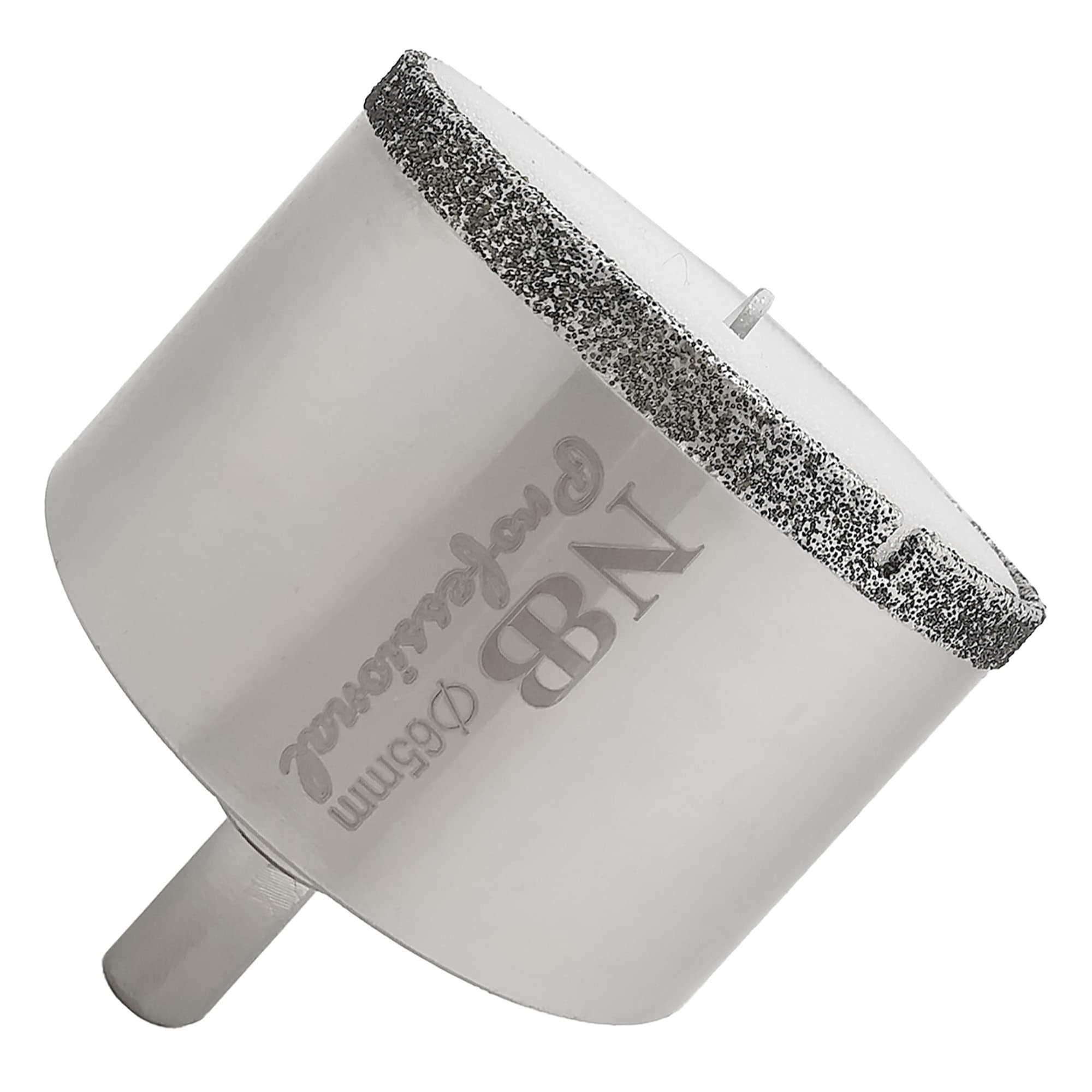 NBB Diamond Drill Bits with Triangle Shank, Diamond Crown, Wet Drill in Marble, Luxury Stone, Ceramic, Granite, Tile, Glass, Galvanized, In Cable Drills or Cordless (65mm)